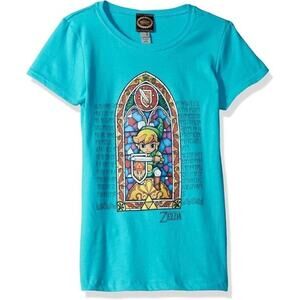 Nintendo Zelda Stained Glass Tee | Girls S | Link Graphic - NWOT